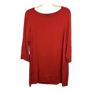 Eileen Fisher Dress Tunic Blouse Women's Size Large Long‎ Sleeve Tshirt Red